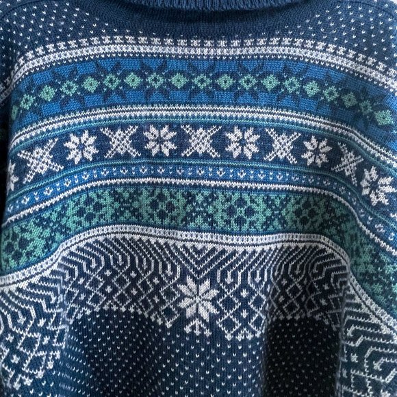 Vintage DALE of Norway Authentic Wool Knitwear Ski Winter Outdoor Blue Sweater L - Picture 9 of 11
